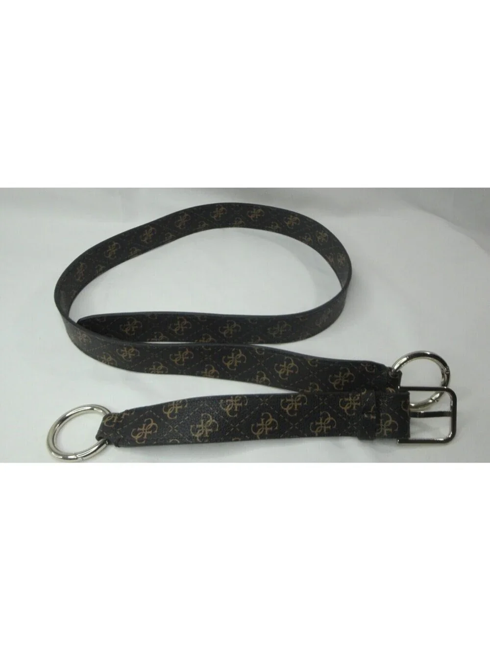 Guess Womens 2 Pc Leather O ring Belt Dark Brown/Coffee Detacheable Sz XL *NWOT*